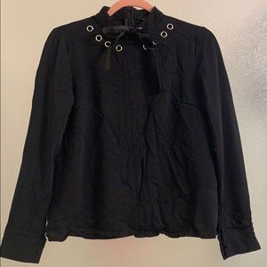 Sister Jane Black Long Sleeve Bow Blouse